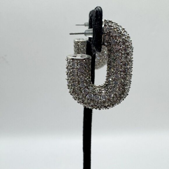 Luv Aj Silver Crystal Earrings - Picture 8 of 11